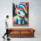 Cute baby pony with rainbow colors fantasy art colorful by ALMA Studio on GIANT ART - orange digital painting