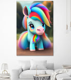 Cute baby pony with rainbow colors fantasy art colorful by ALMA Studio on GIANT ART - orange digital painting