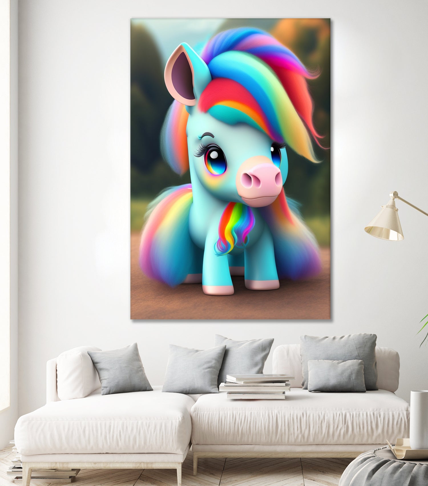 Cute baby pony with rainbow colors fantasy art colorful by ALMA Studio on GIANT ART - orange digital painting