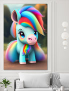 Cute baby pony with rainbow colors fantasy art colorful by ALMA Studio on GIANT ART - orange digital painting