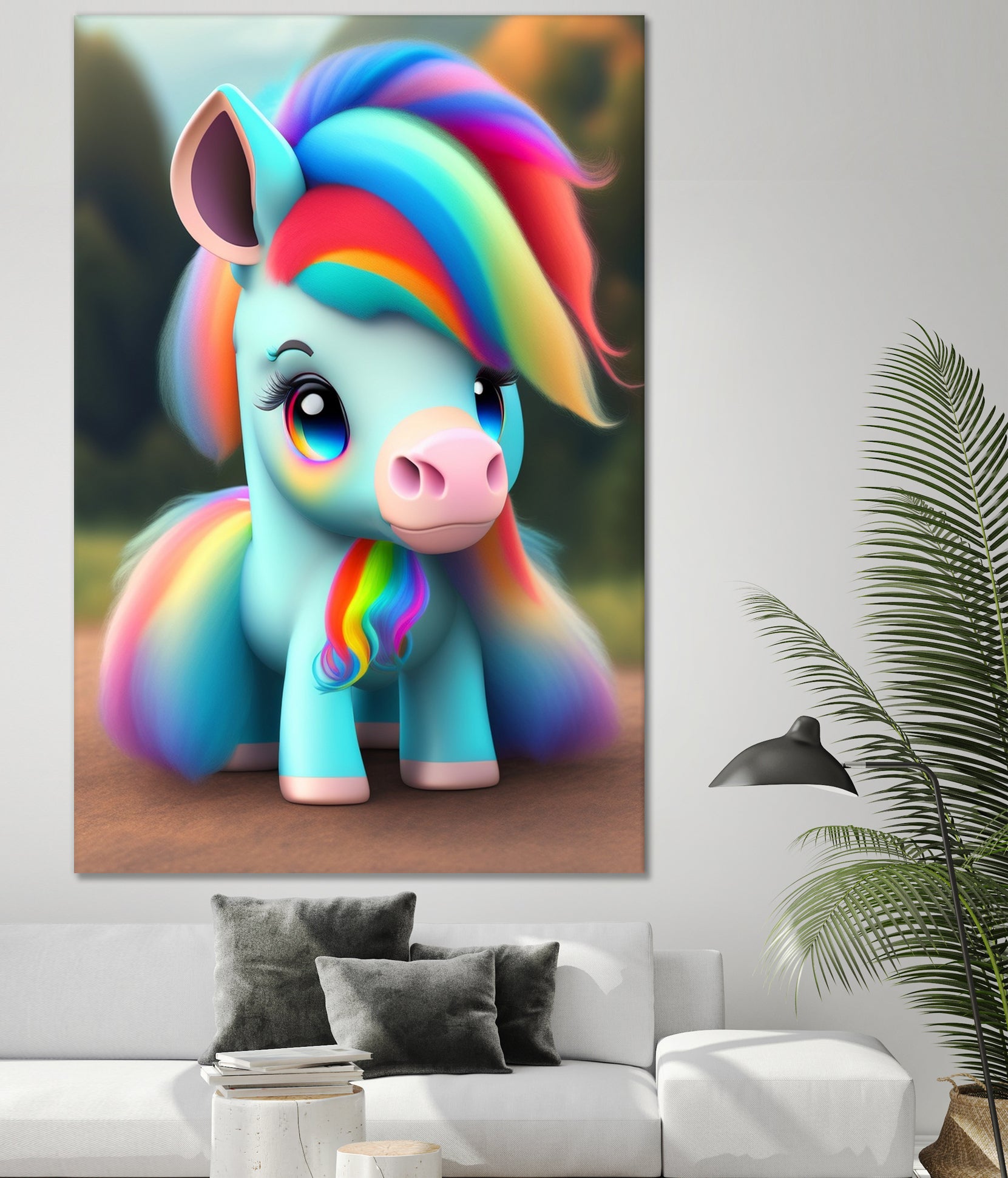 Cute baby pony with rainbow colors fantasy art colorful by ALMA Studio on GIANT ART - orange digital painting