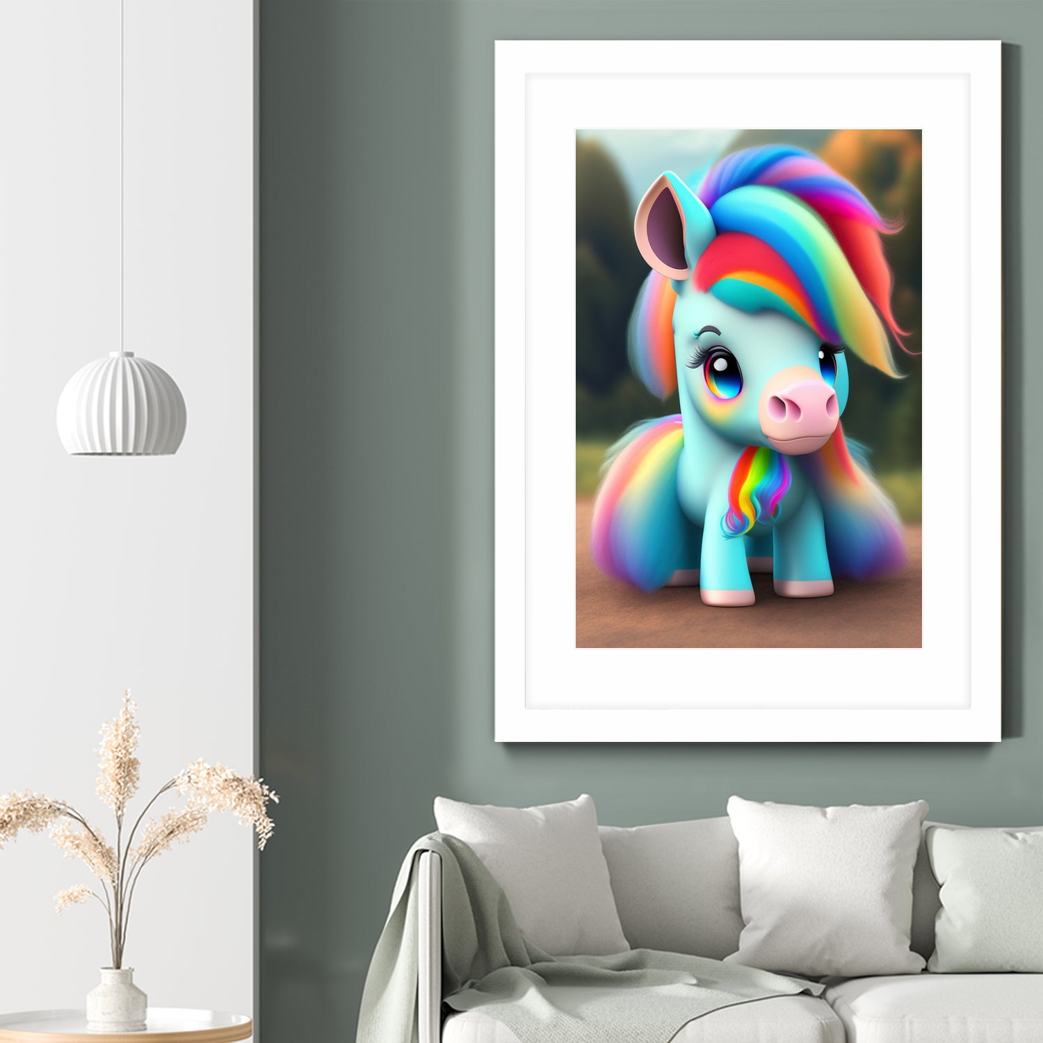 Cute baby pony with rainbow colors fantasy art colorful by ALMA Studio on GIANT ART - orange digital painting