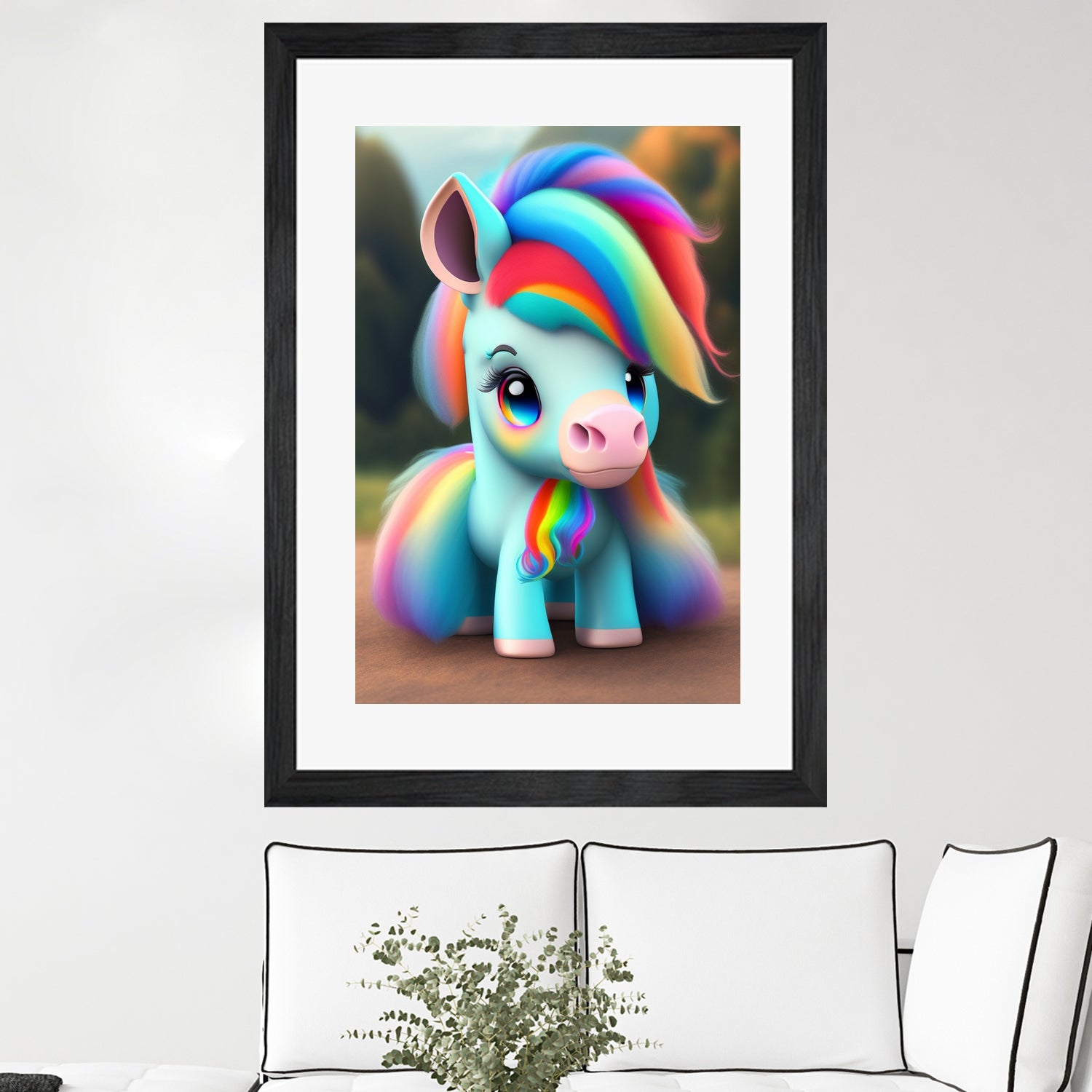 Cute baby pony with rainbow colors fantasy art colorful by ALMA Studio on GIANT ART - orange digital painting