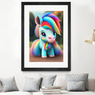 Cute baby pony with rainbow colors fantasy art colorful by ALMA Studio on GIANT ART - orange digital painting