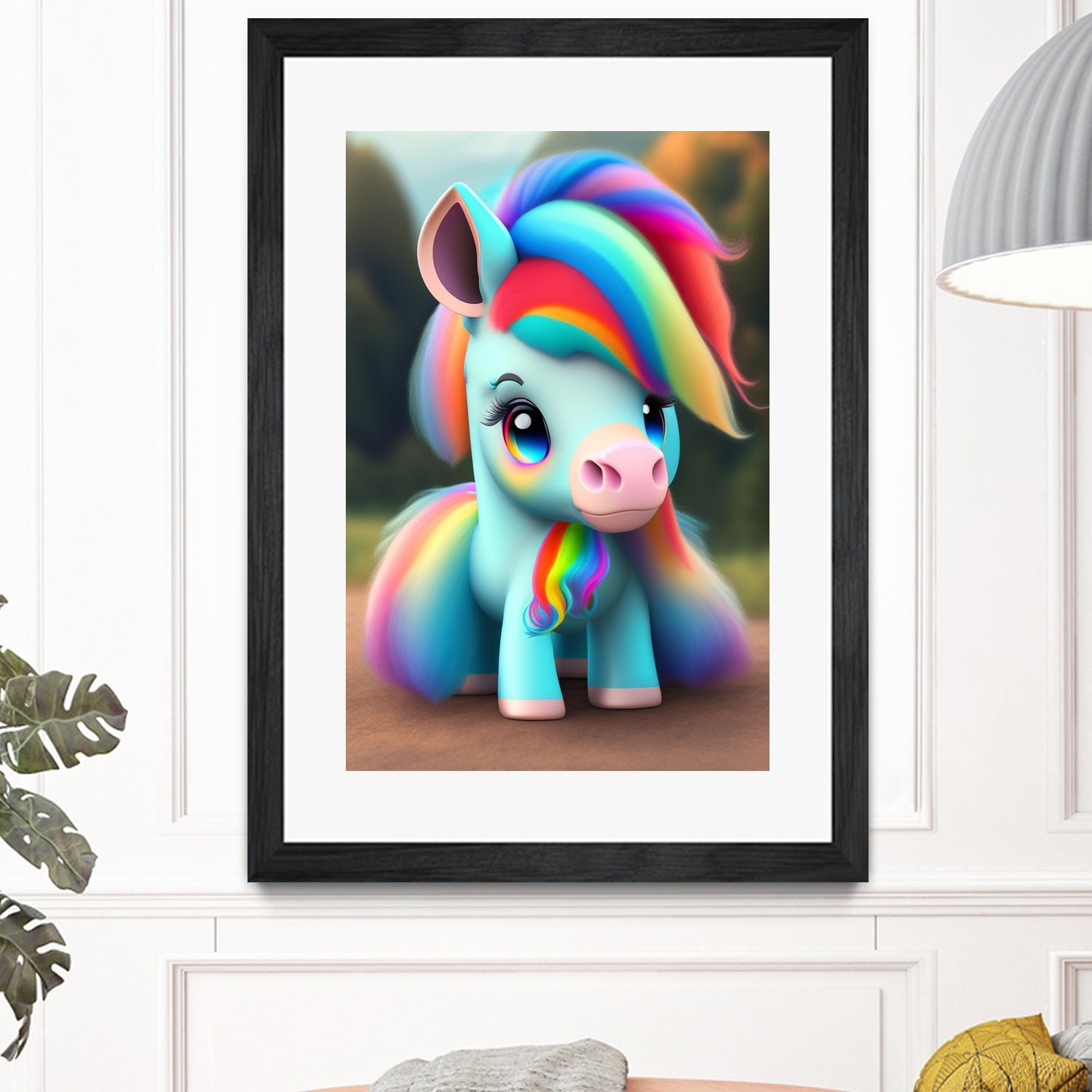 Cute baby pony with rainbow colors fantasy art colorful by ALMA Studio on GIANT ART - orange digital painting