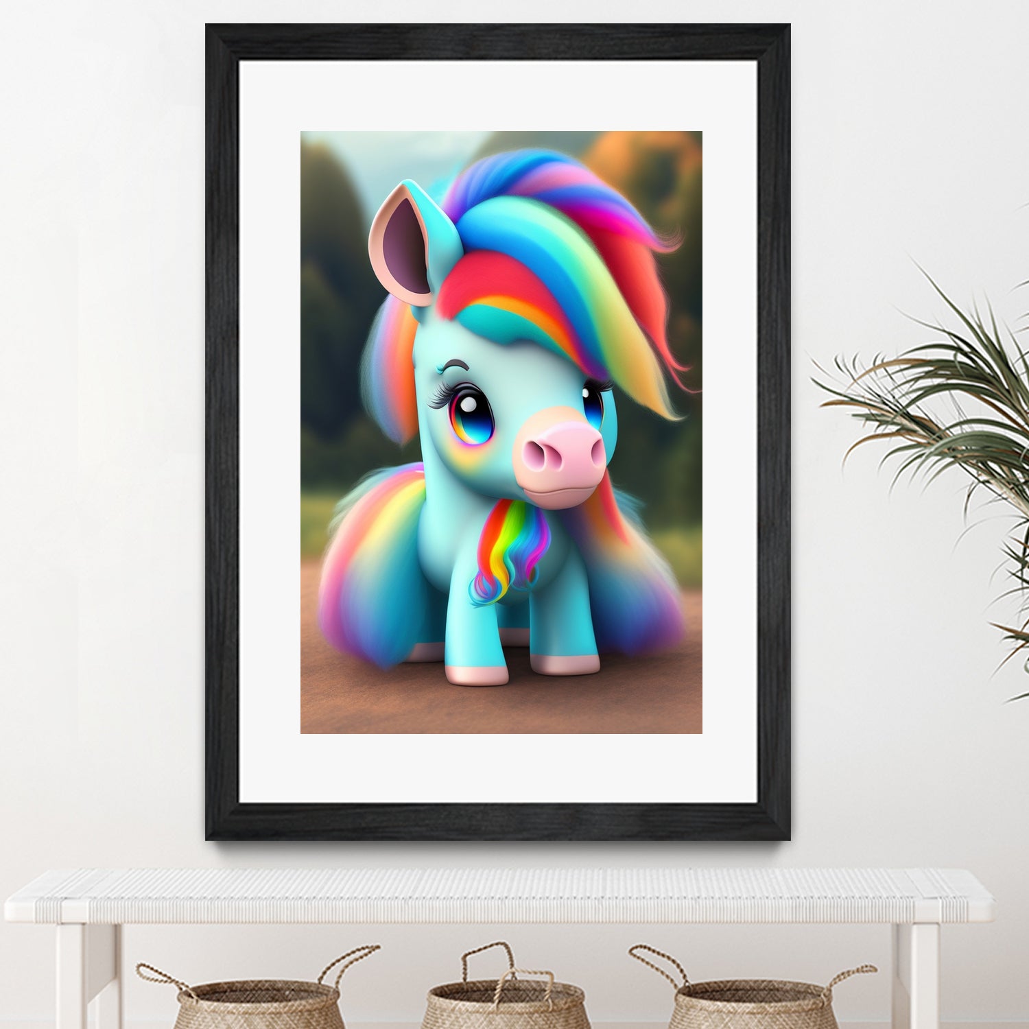 Cute baby pony with rainbow colors fantasy art colorful by ALMA Studio on GIANT ART - orange digital painting