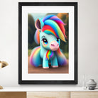 Cute baby pony with rainbow colors fantasy art colorful by ALMA Studio on GIANT ART - orange digital painting