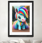 Cute baby pony with rainbow colors fantasy art colorful by ALMA Studio on GIANT ART - orange digital painting