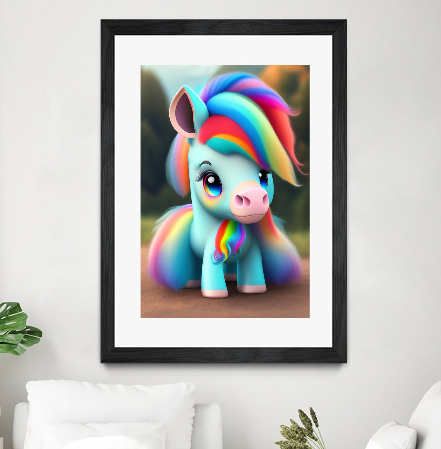 Cute baby pony with rainbow colors fantasy art colorful by ALMA Studio on GIANT ART - orange digital painting