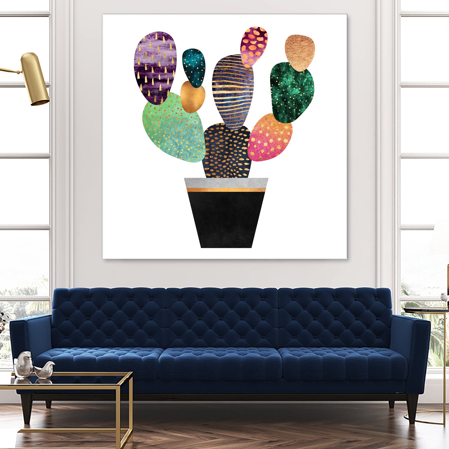 Pretty Cactus by Elisabeth Fredriksson on GIANT ART - blue mixed media