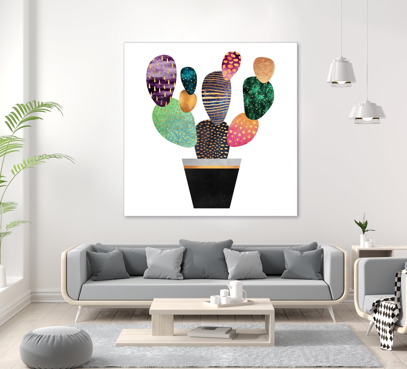 Pretty Cactus by Elisabeth Fredriksson on GIANT ART - blue mixed media