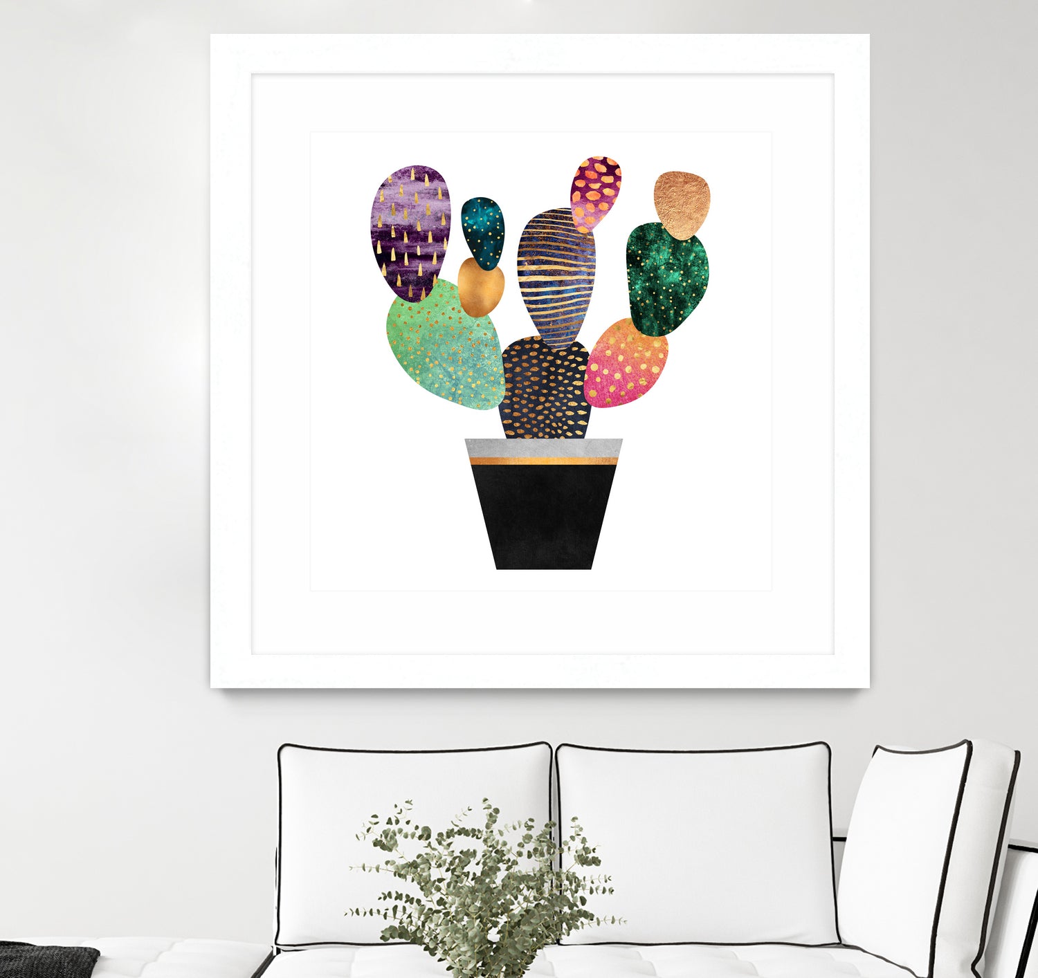 Pretty Cactus by Elisabeth Fredriksson on GIANT ART - blue mixed media