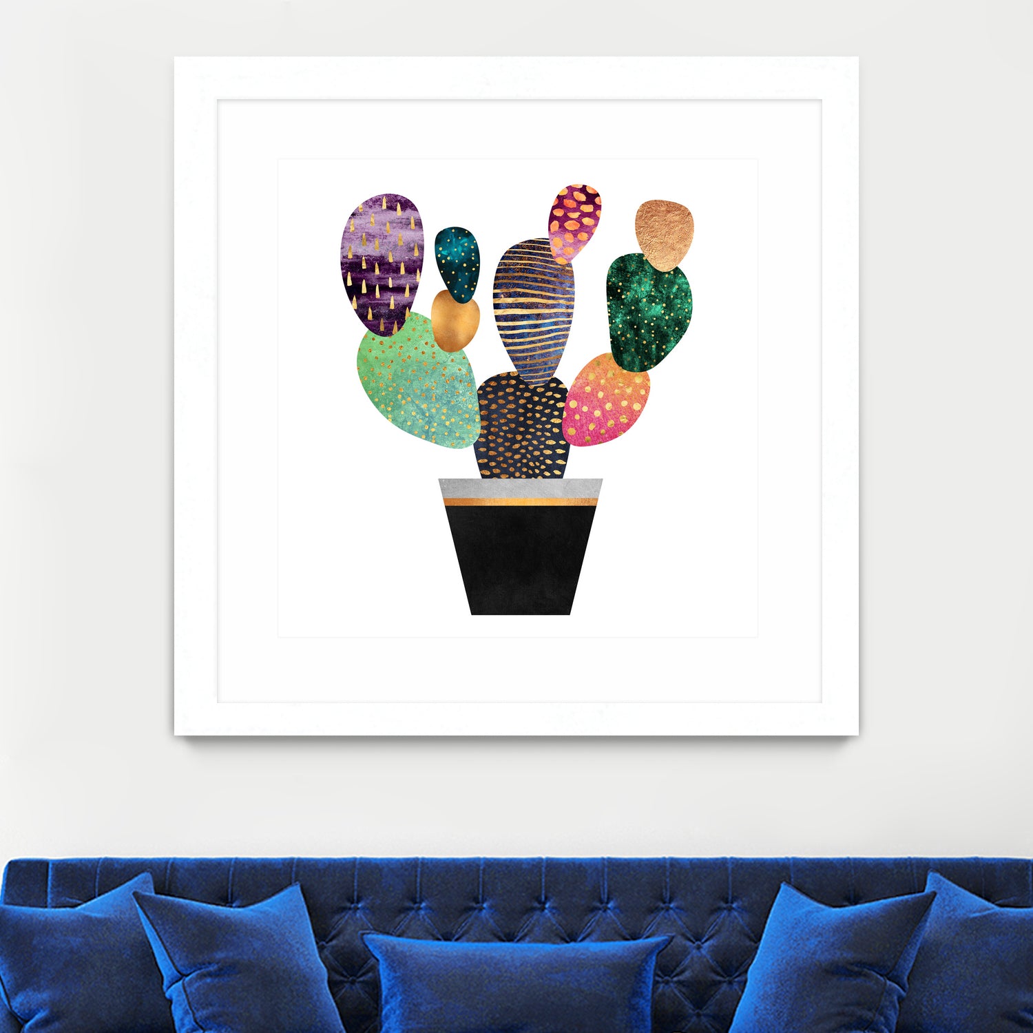 Pretty Cactus by Elisabeth Fredriksson on GIANT ART - blue mixed media