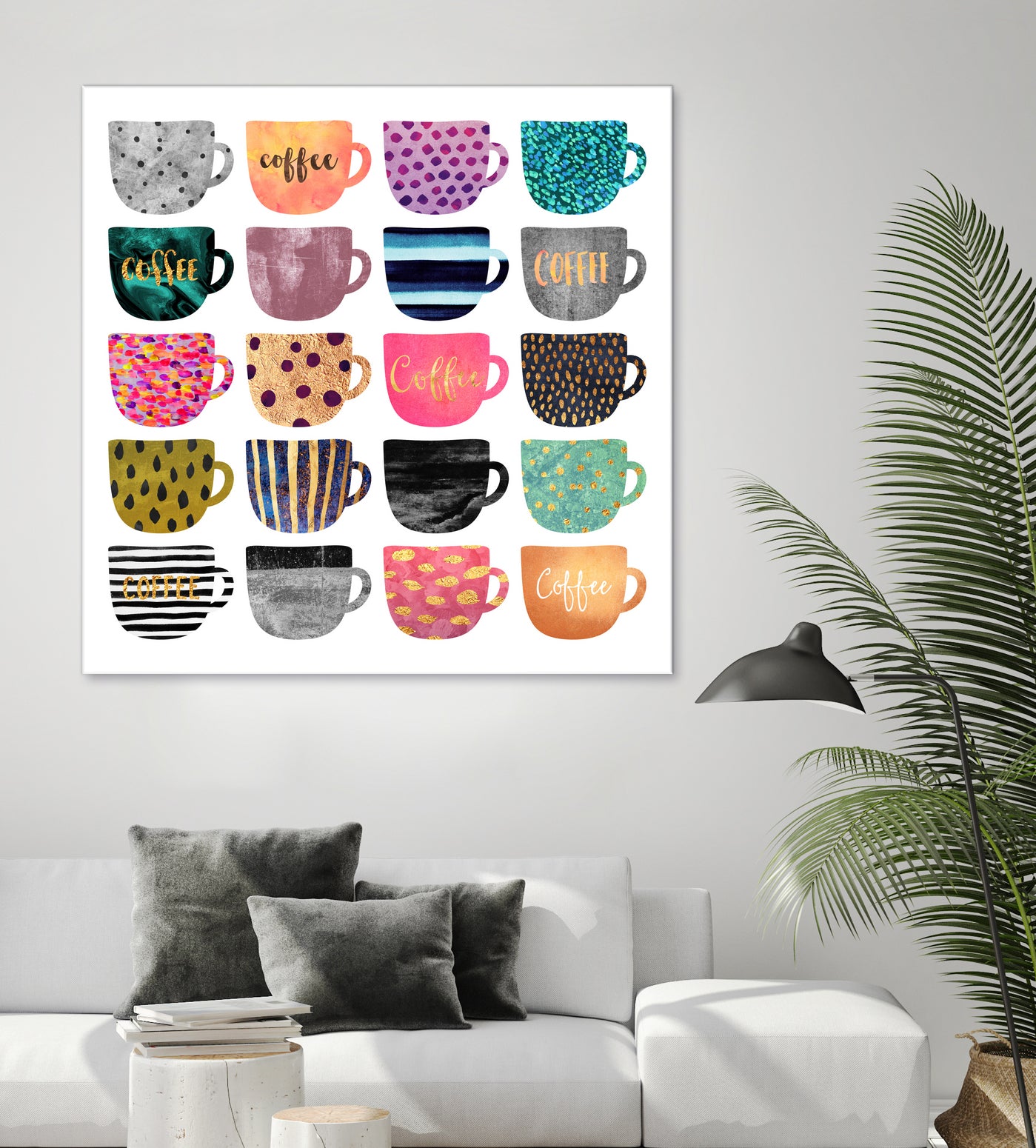 Pretty Coffee Cups by Elisabeth Fredriksson on GIANT ART - pink mixed media