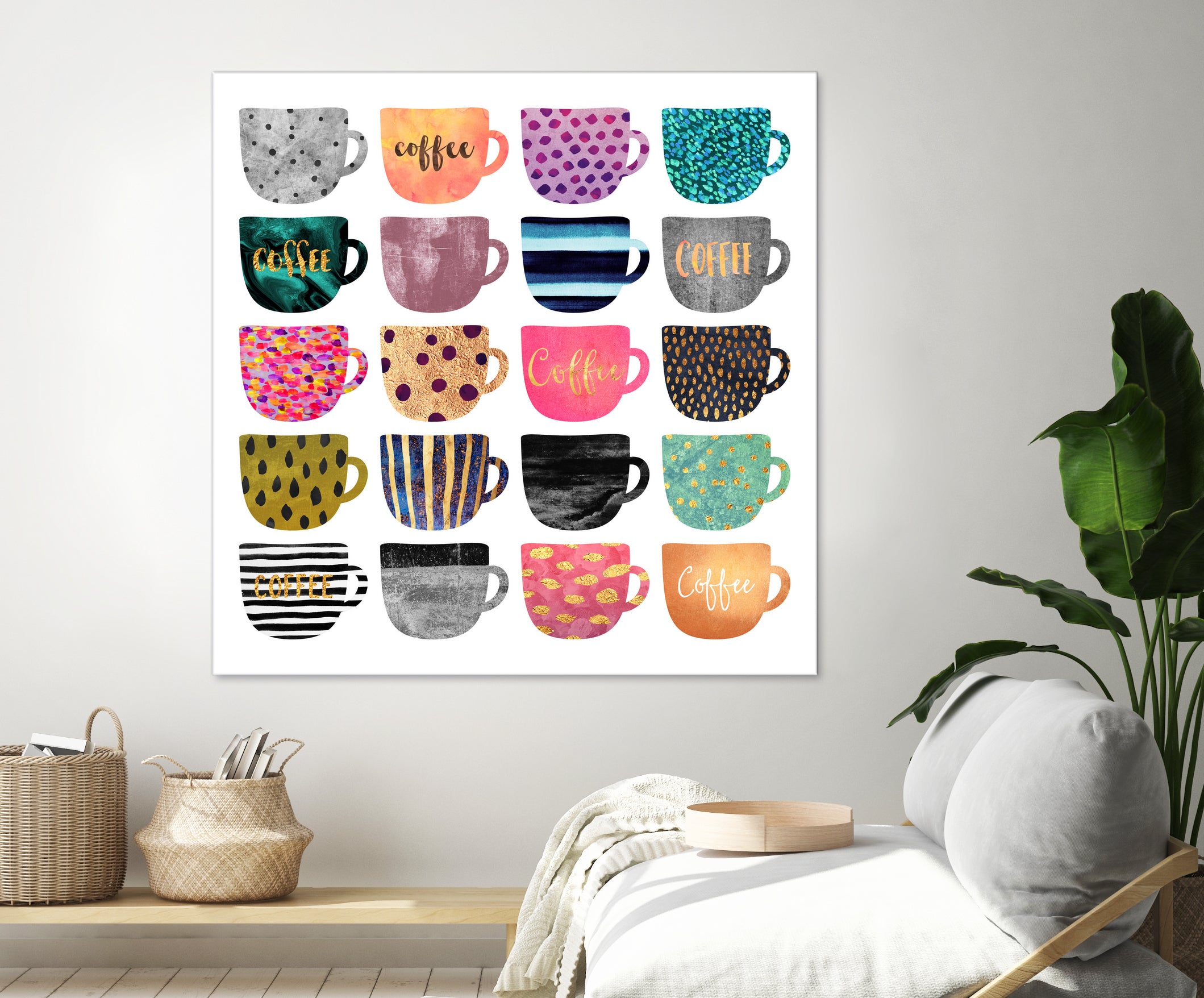 Pretty Coffee Cups by Elisabeth Fredriksson on GIANT ART - pink mixed media