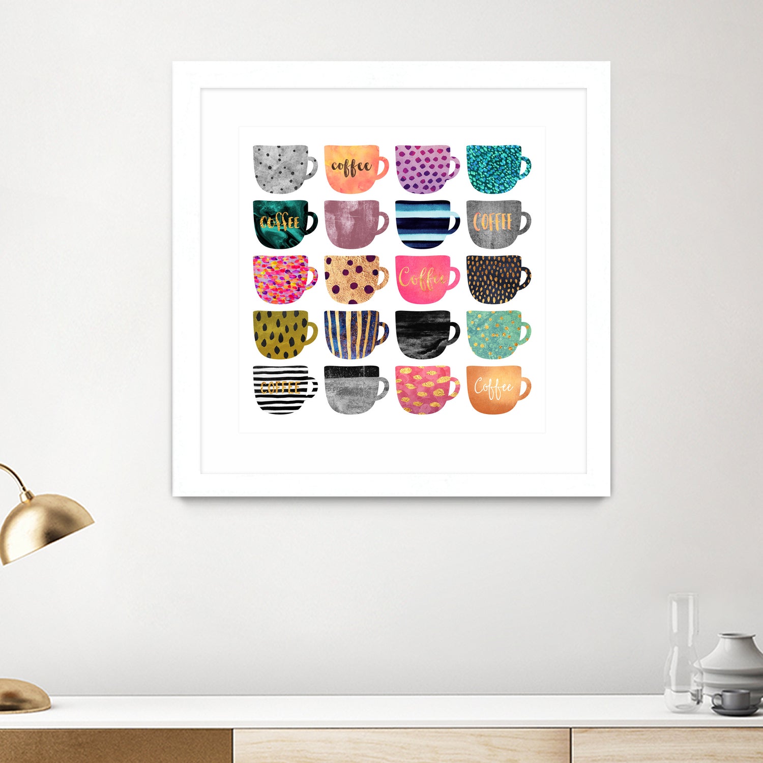 Pretty Coffee Cups by Elisabeth Fredriksson on GIANT ART - pink mixed media