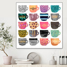 Pretty Coffee Cups by Elisabeth Fredriksson on GIANT ART - pink mixed media