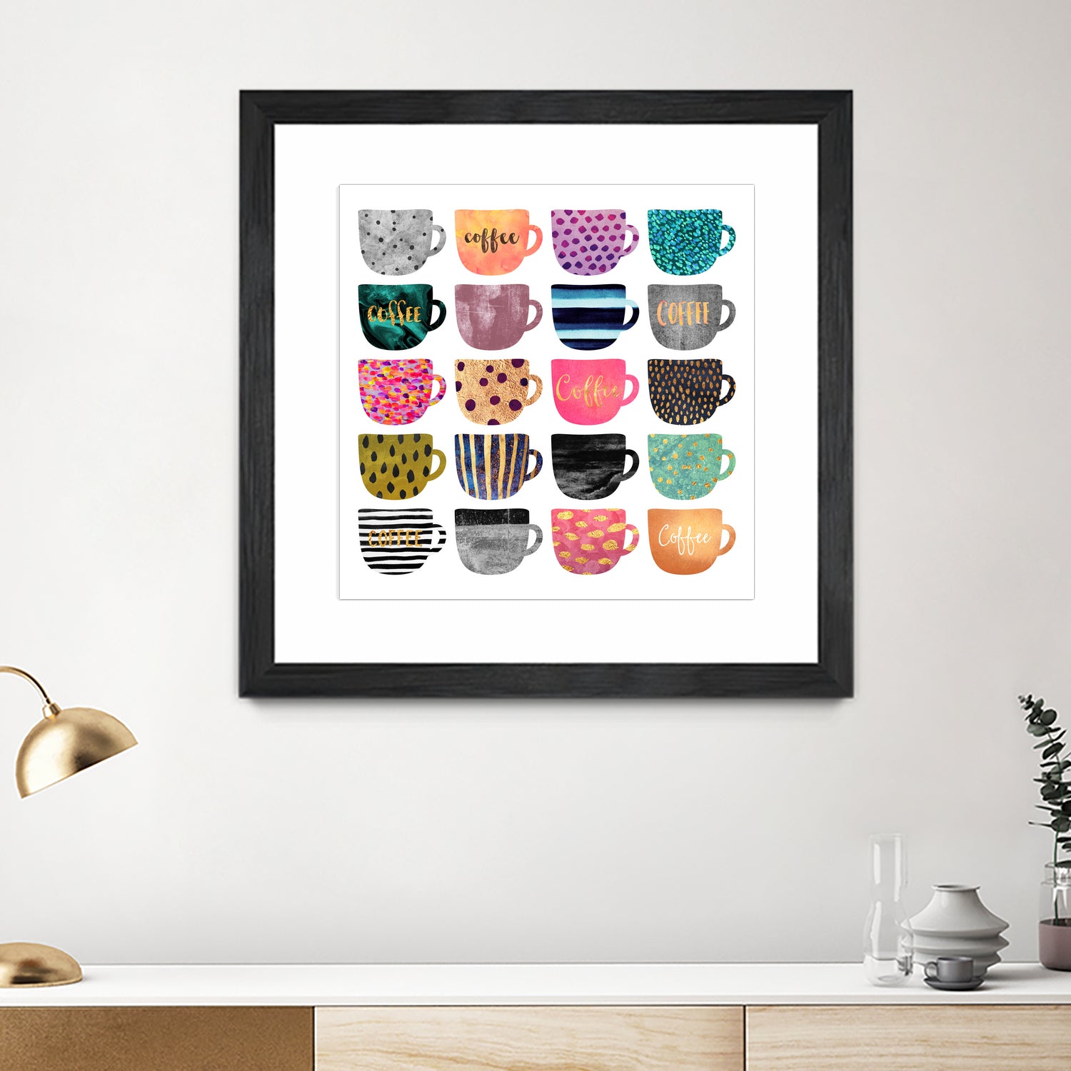 Pretty Coffee Cups by Elisabeth Fredriksson on GIANT ART - pink mixed media