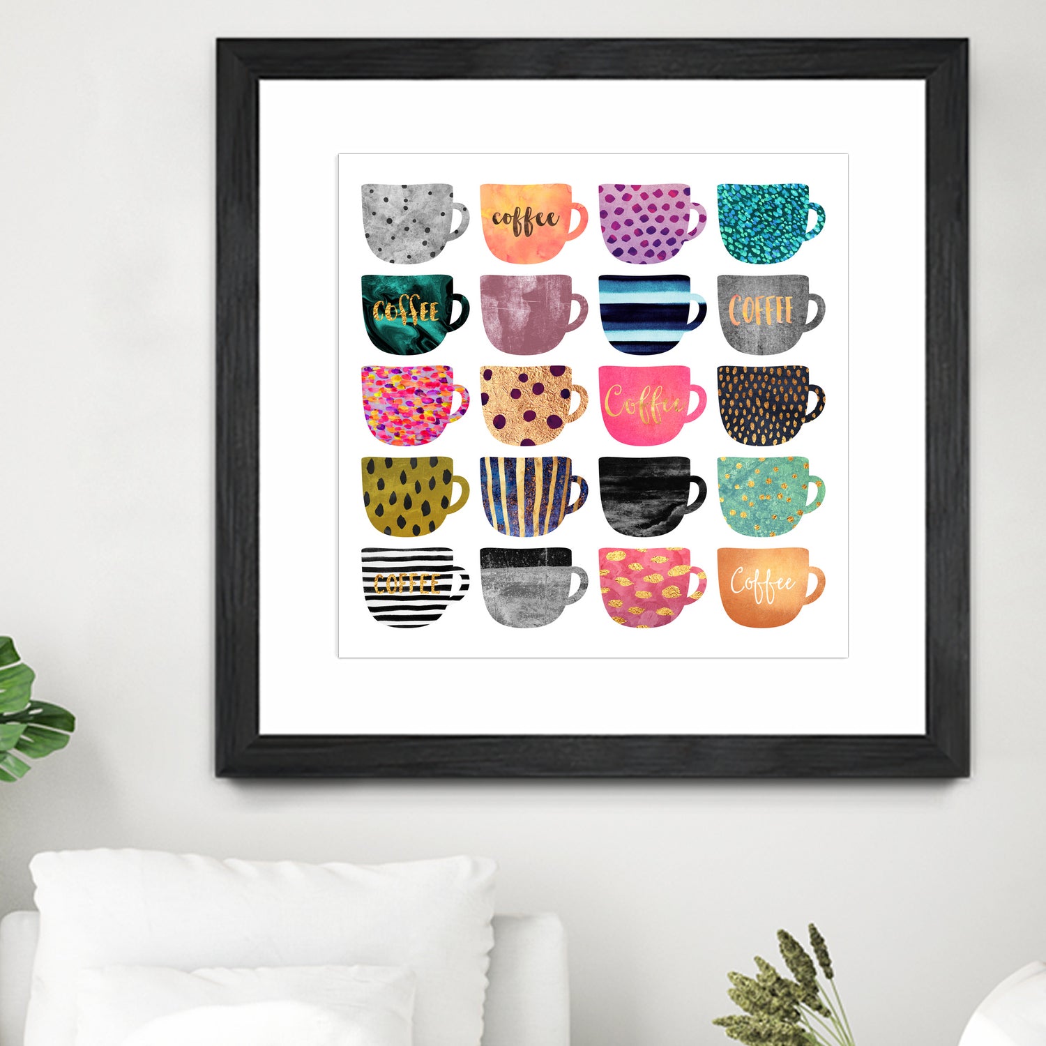 Pretty Coffee Cups by Elisabeth Fredriksson on GIANT ART - pink mixed media