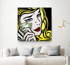 Crying Girl wipes tears by money by Artem Avetisyan on GIANT ART - yellow digital drawing