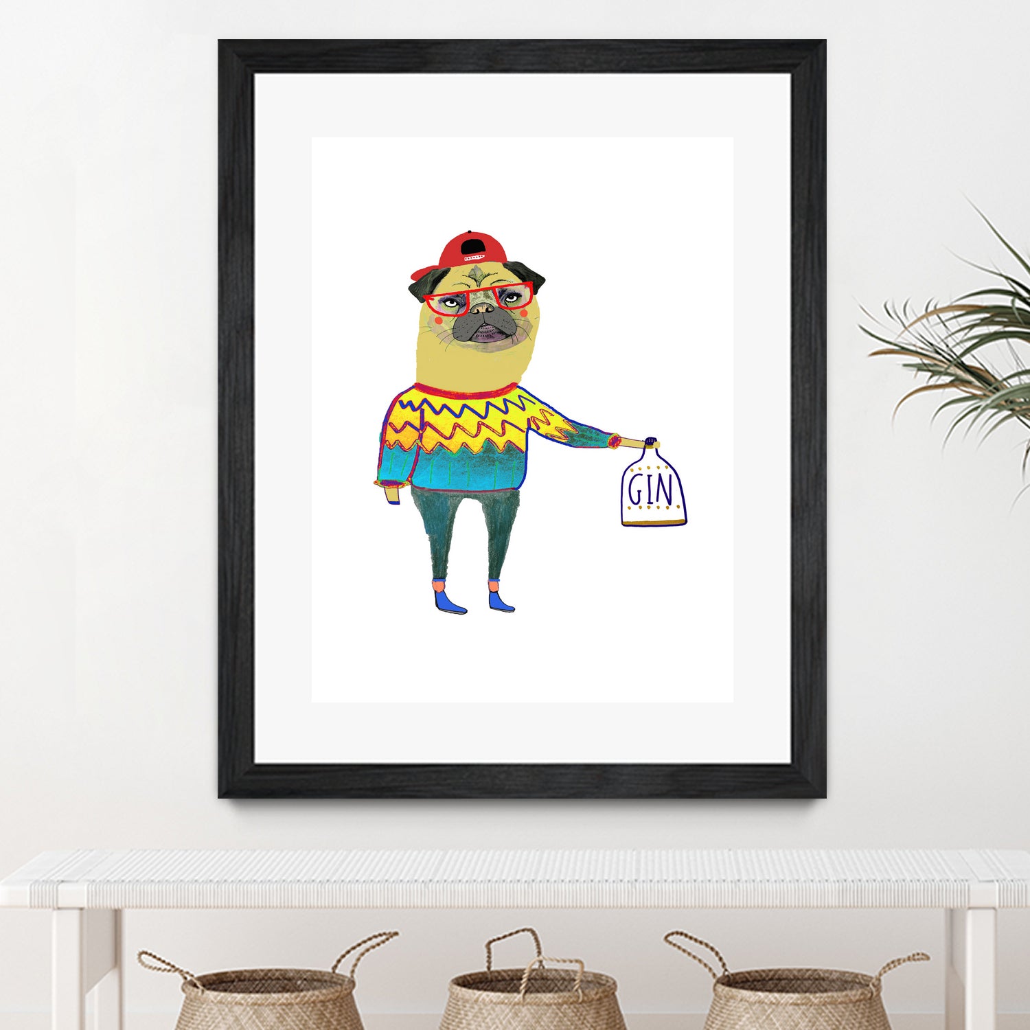 gin pug by Ashley Percival on GIANT ART - white digital drawing