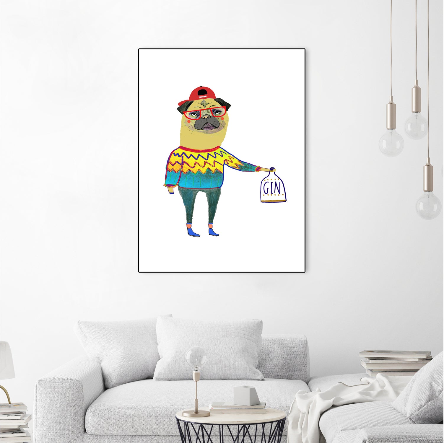 gin pug by Ashley Percival on GIANT ART - white digital drawing