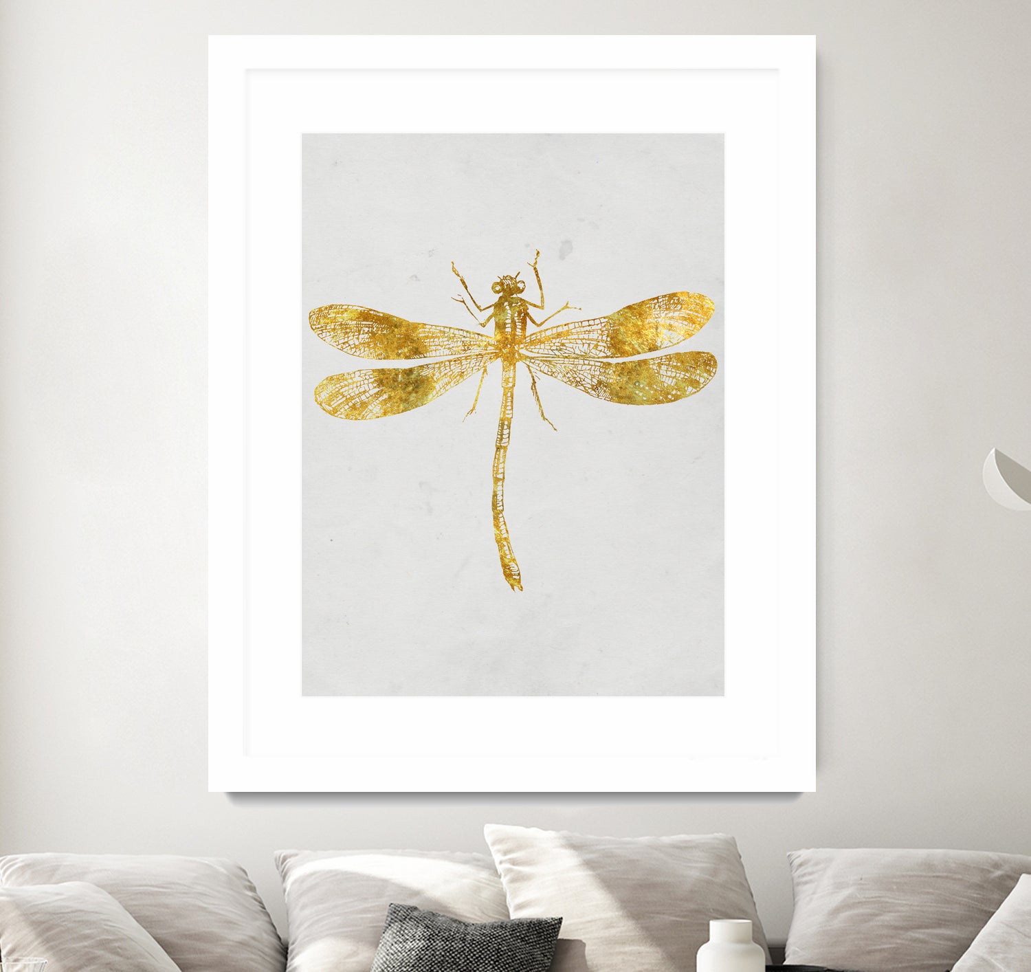 Golden Dragonfly by Patrycja Polechonska on GIANT ART - gray mixed media