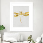 Golden Dragonfly by Patrycja Polechonska on GIANT ART - gray mixed media