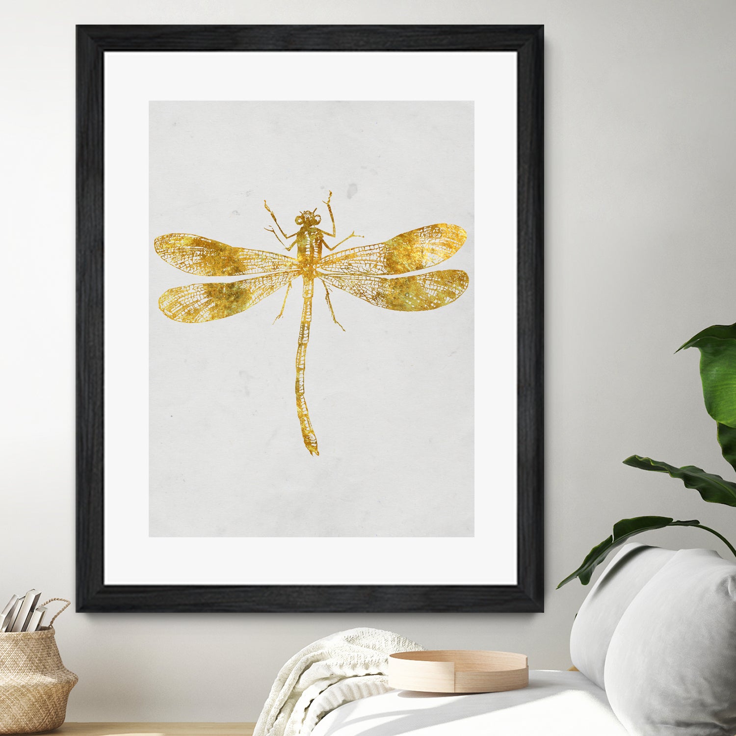 Golden Dragonfly by Patrycja Polechonska on GIANT ART - gray mixed media