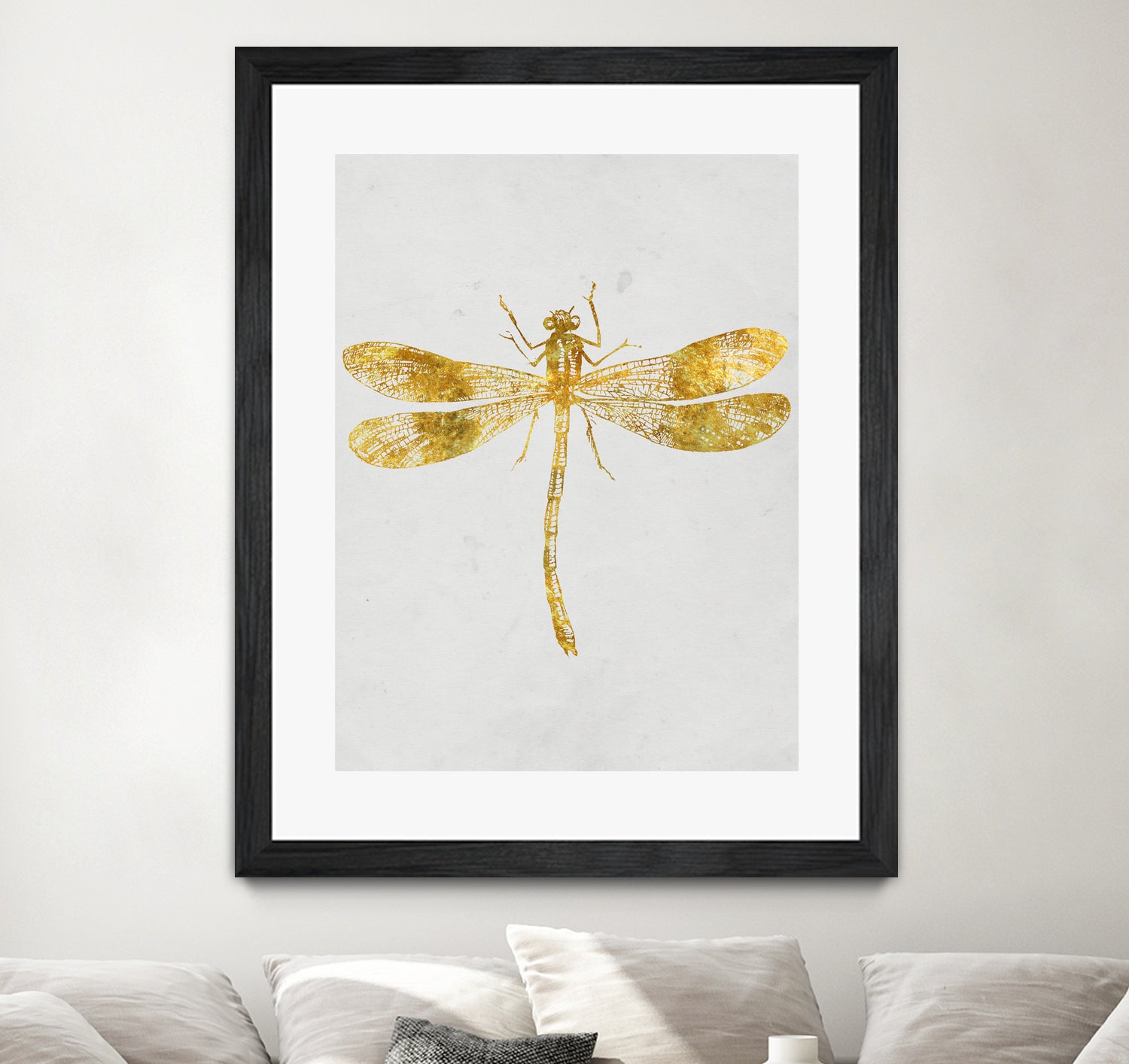 Golden Dragonfly by Patrycja Polechonska on GIANT ART - gray mixed media