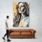 Throwing Ashes | sensual woman face painting by Marco Paludet on GIANT ART - yellow mixed media