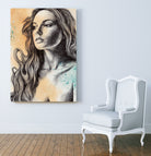 Throwing Ashes | sensual woman face painting by Marco Paludet on GIANT ART - yellow mixed media