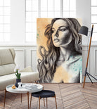 Throwing Ashes | sensual woman face painting by Marco Paludet on GIANT ART - yellow mixed media