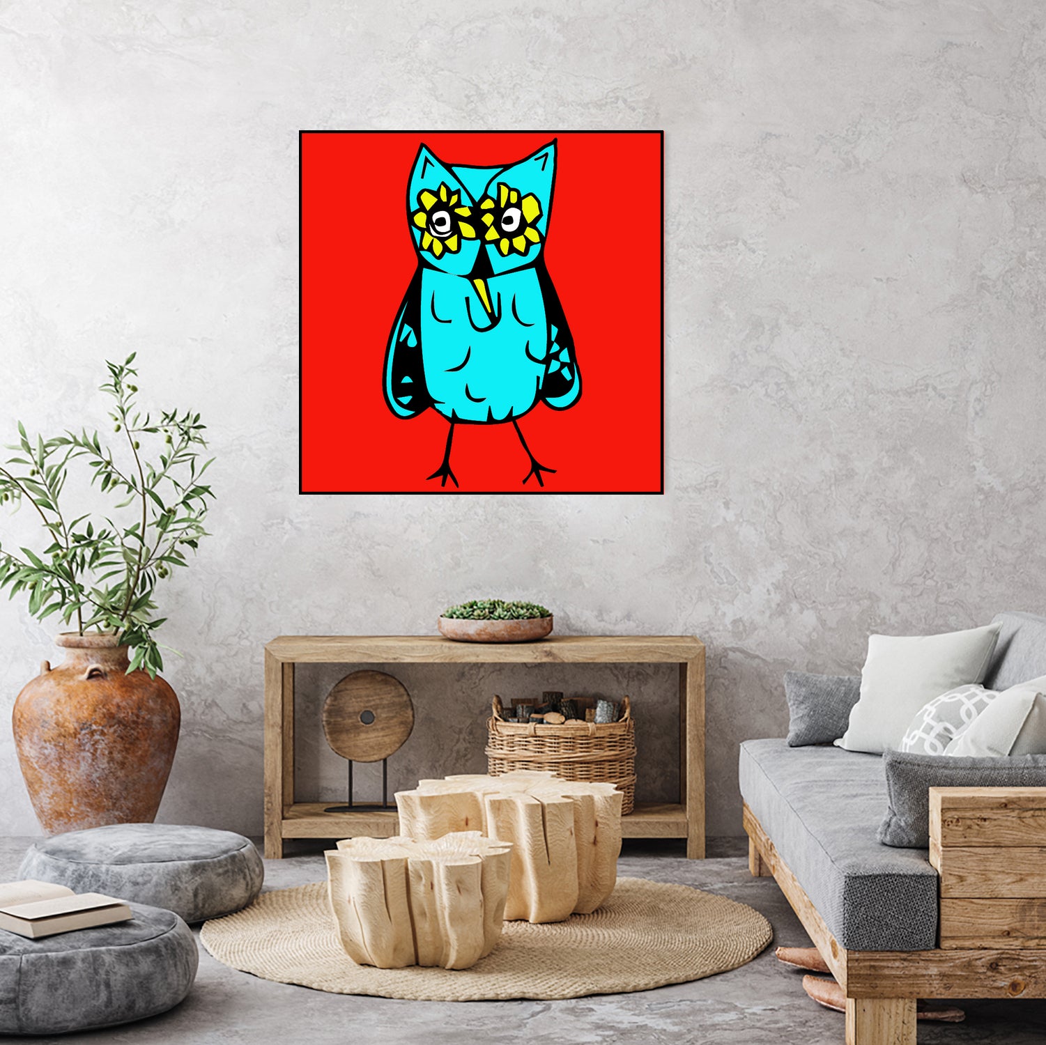 Rebel Owl by Tina Franco on GIANT ART - red digital drawing