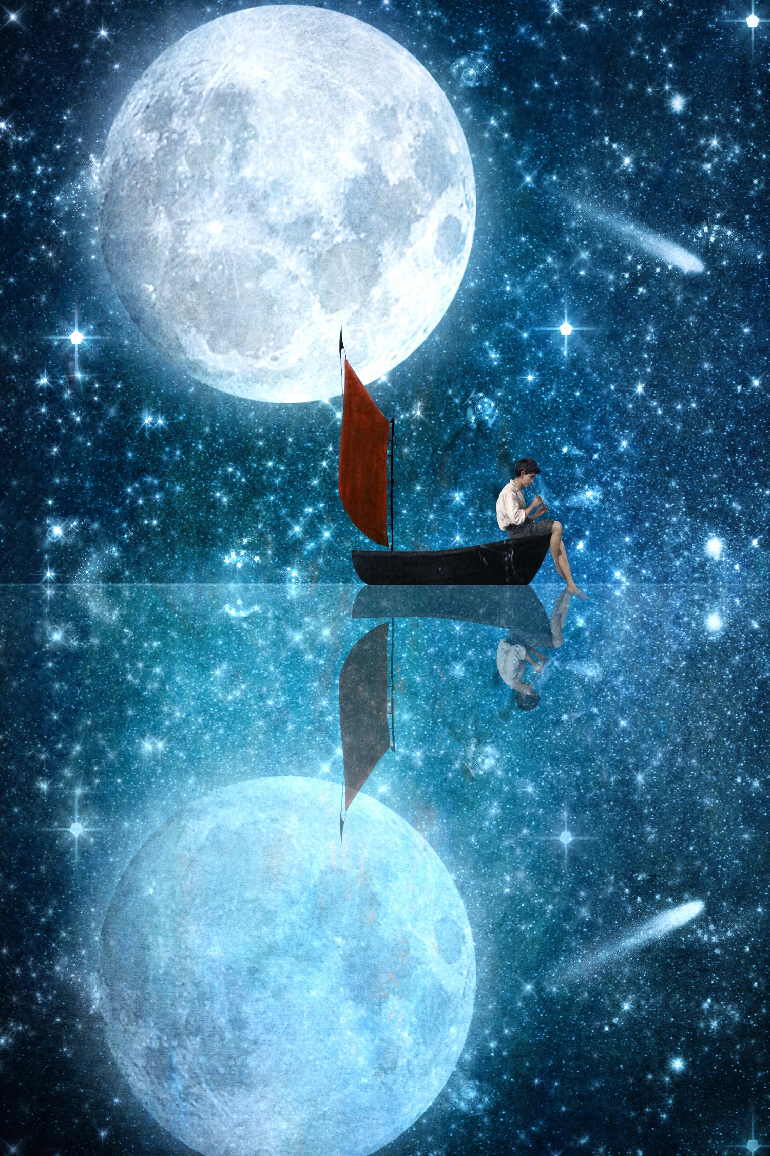 The Moon and Me by Diogo Veríssimo on GIANT ART - blue photo manipulation