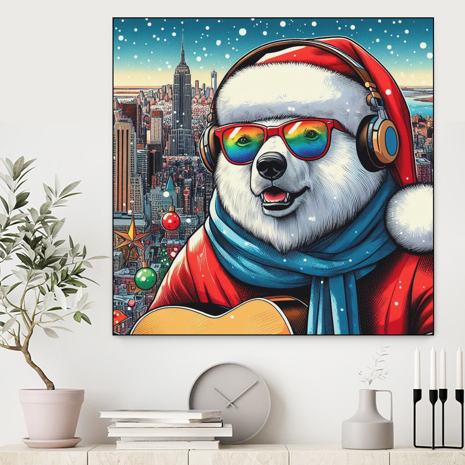 XMAS POLAR BEAR NYC 2 by OTIS PORRITT on GIANT ART - red digital painting