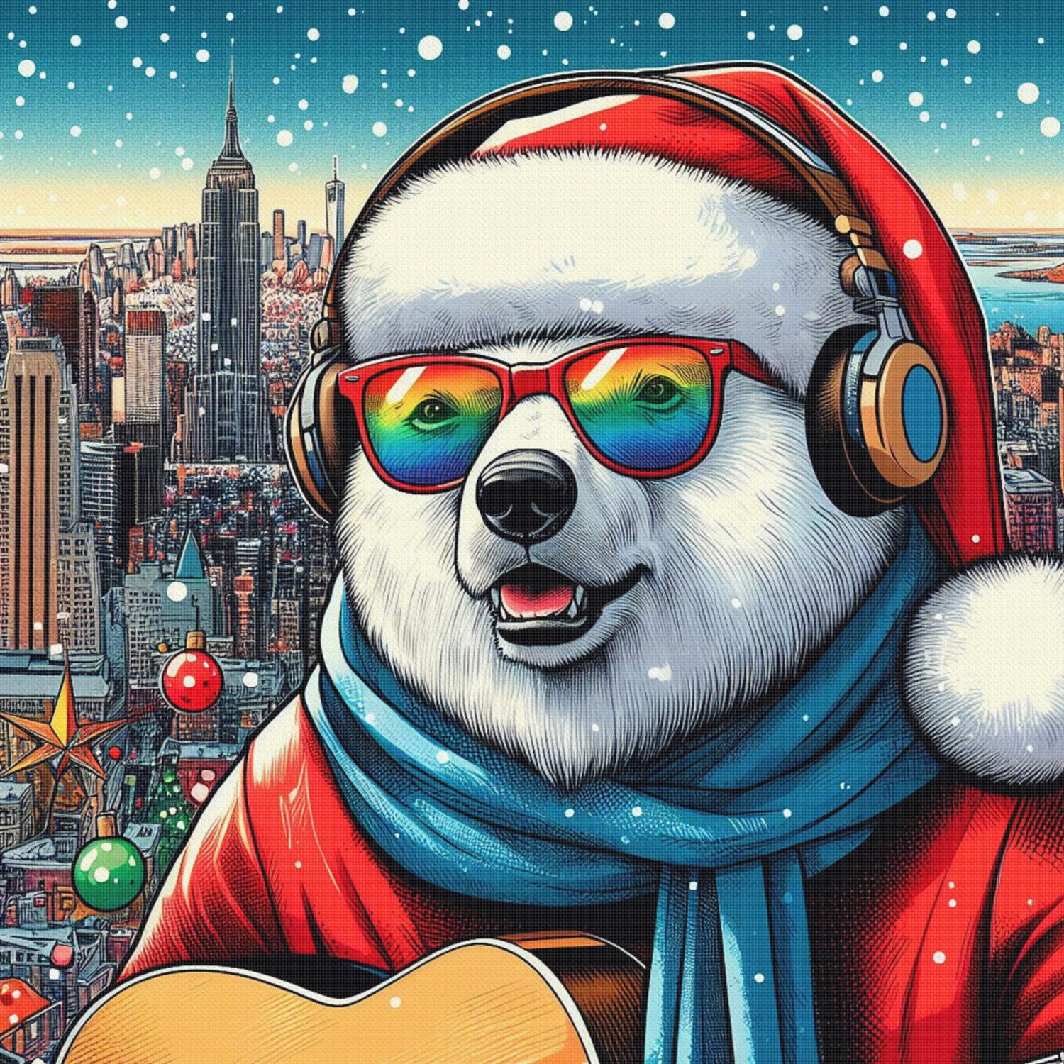 XMAS POLAR BEAR NYC 2 by OTIS PORRITT on GIANT ART - red digital painting