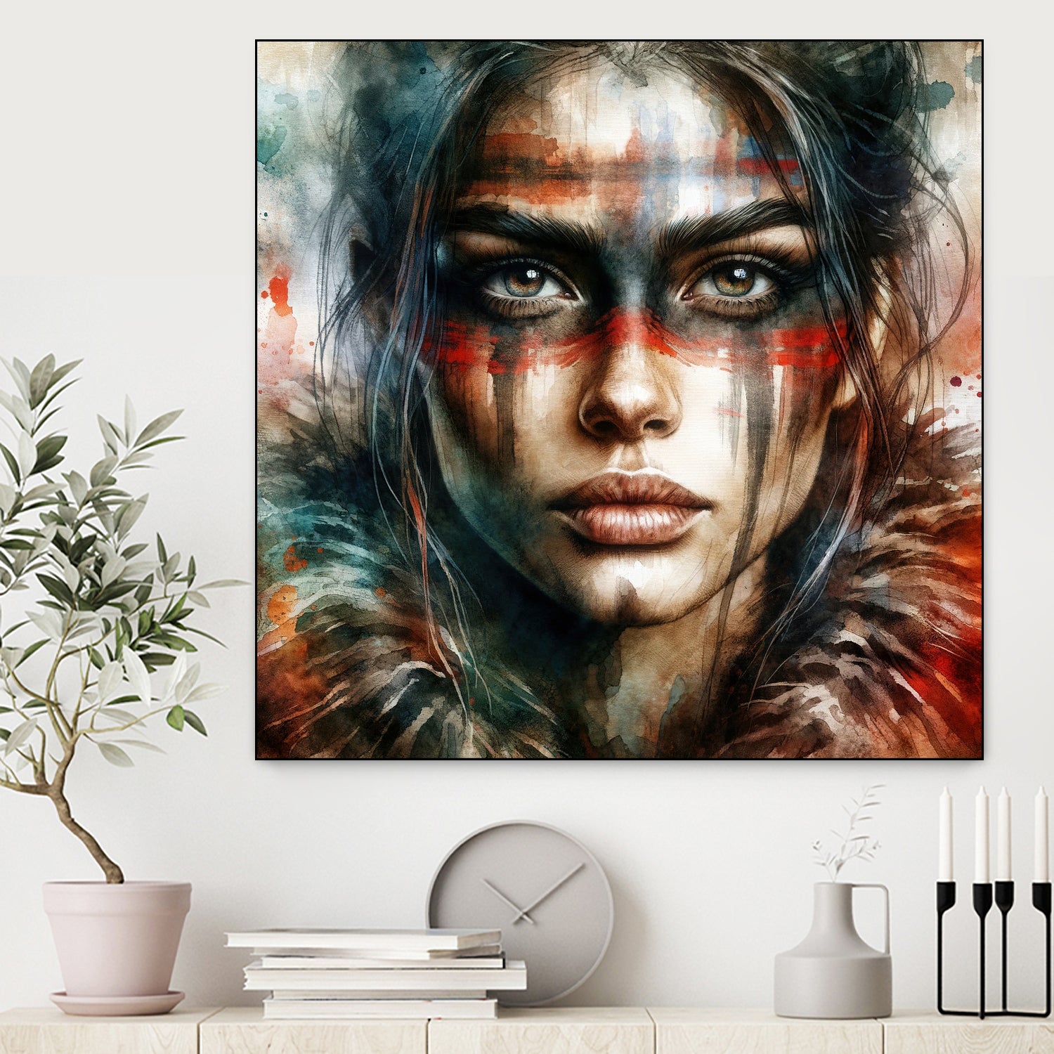 Watercolor Warrior Woman #2 by Isabel Cerdá Muñoz on GIANT ART - red digital painting