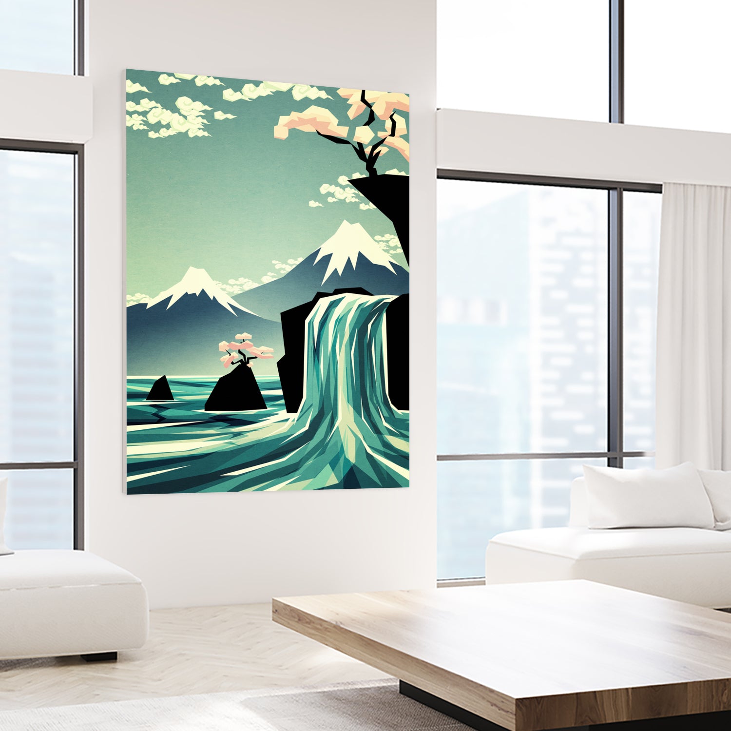 waterfall blossom dream by Sjoerd Piepenbrink on GIANT ART - blue vector illustration