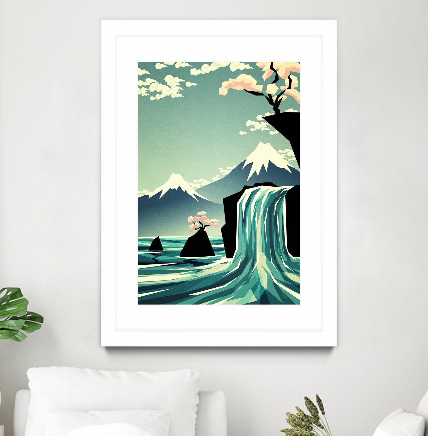 waterfall blossom dream by Sjoerd Piepenbrink on GIANT ART - blue vector illustration