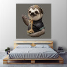 SLOTH EAT NOODLE by JUMALI KATANI on GIANT ART - gray digital drawing