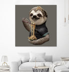 SLOTH EAT NOODLE by JUMALI KATANI on GIANT ART - gray digital drawing