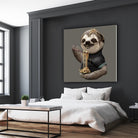 SLOTH EAT NOODLE by JUMALI KATANI on GIANT ART - gray digital drawing