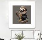 SLOTH EAT NOODLE by JUMALI KATANI on GIANT ART - gray digital drawing