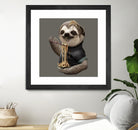 SLOTH EAT NOODLE by JUMALI KATANI on GIANT ART - gray digital drawing