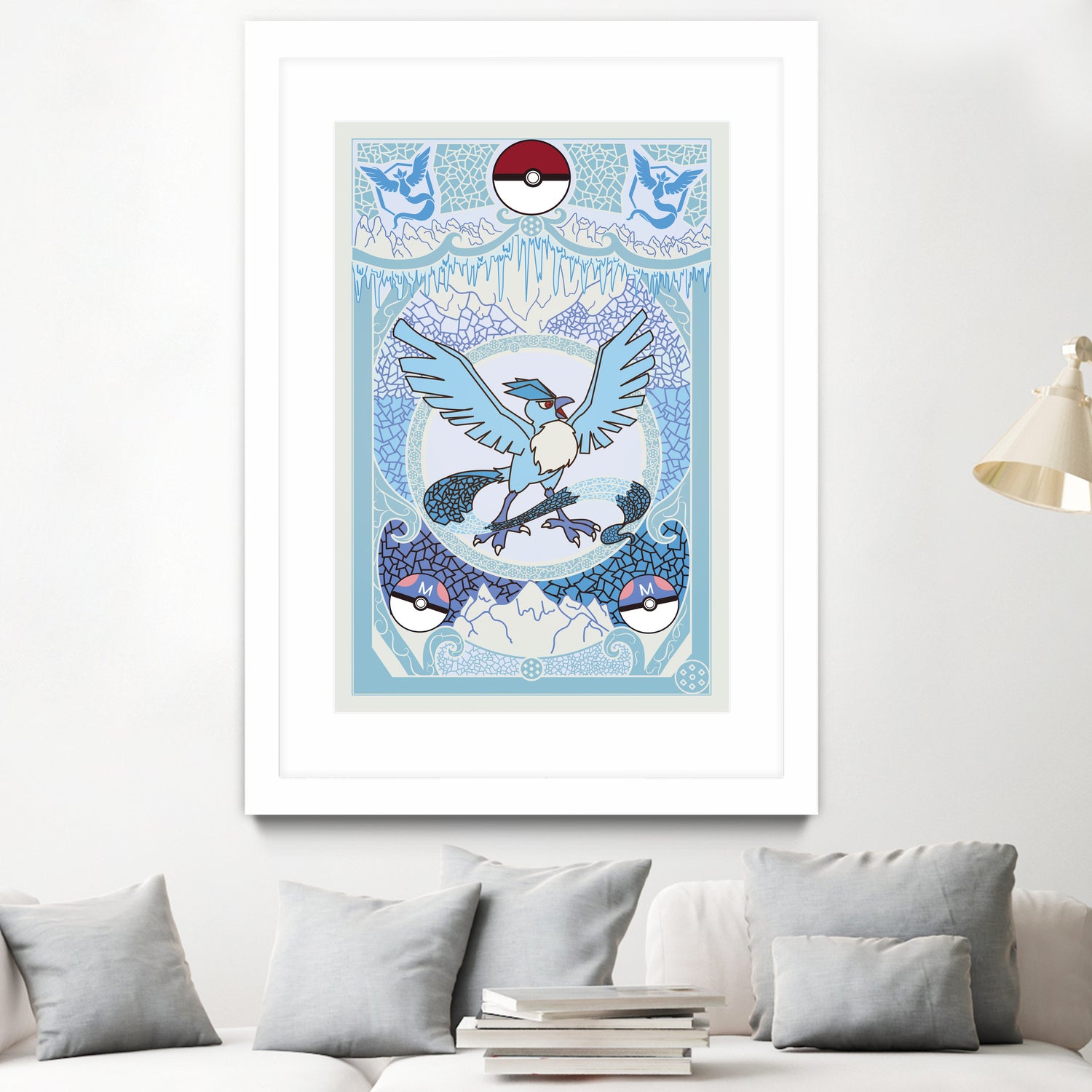 Stained Glass Articuno: Pokemon GO Edition by Erin Fitzgerald on GIANT ART - blue digital drawing