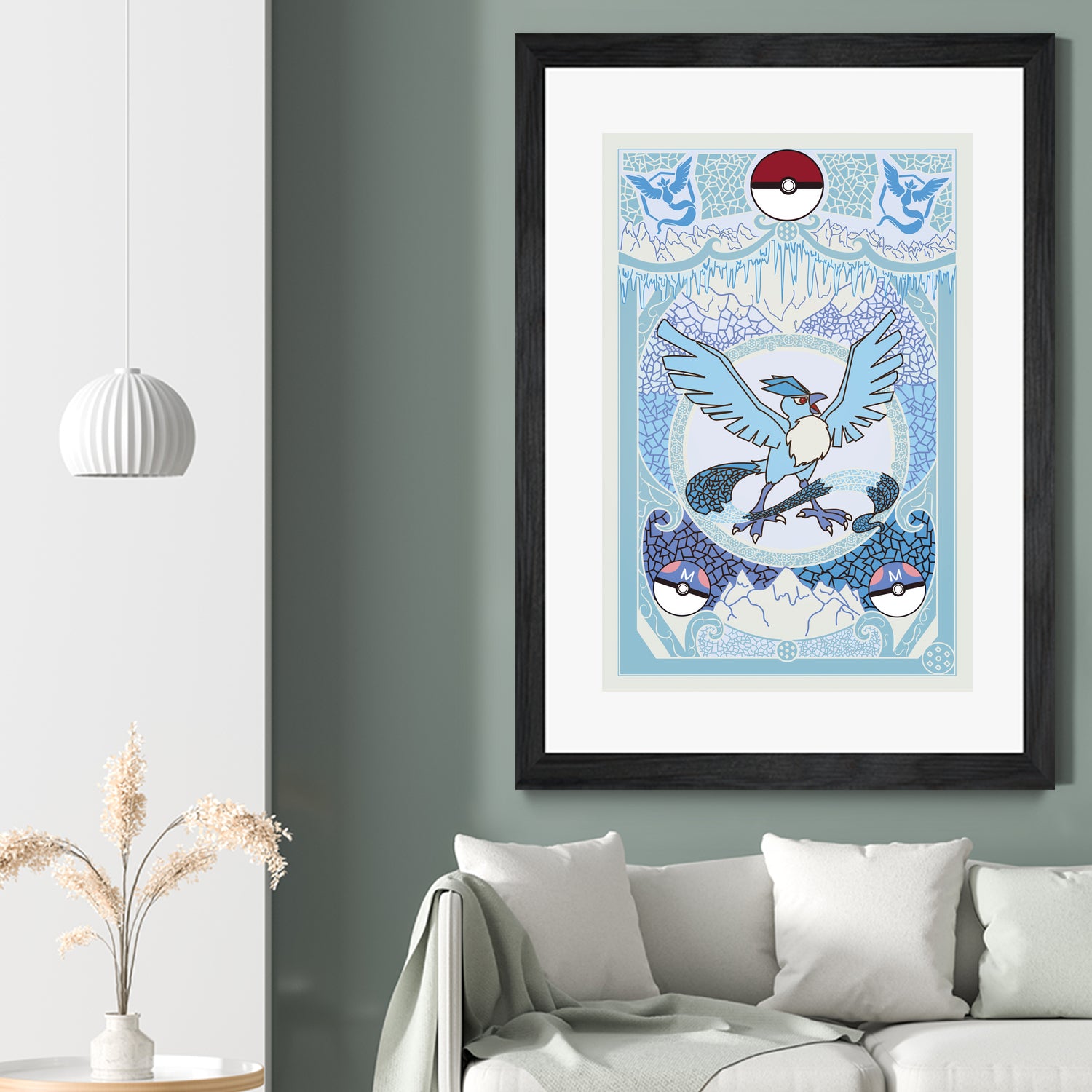 Stained Glass Articuno: Pokemon GO Edition by Erin Fitzgerald on GIANT ART - blue digital drawing