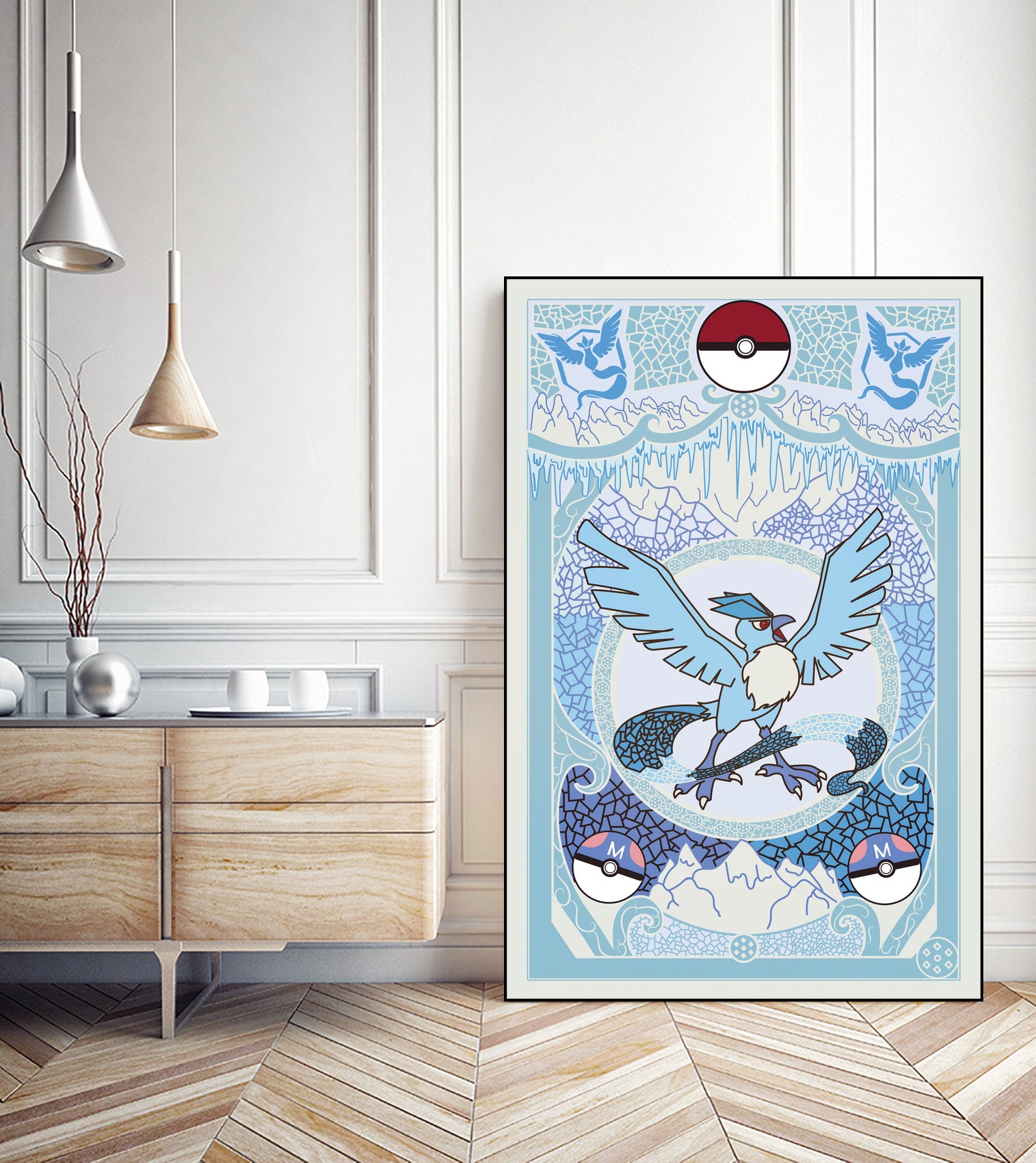 Stained Glass Articuno: Pokemon GO Edition by Erin Fitzgerald on GIANT ART - blue digital drawing