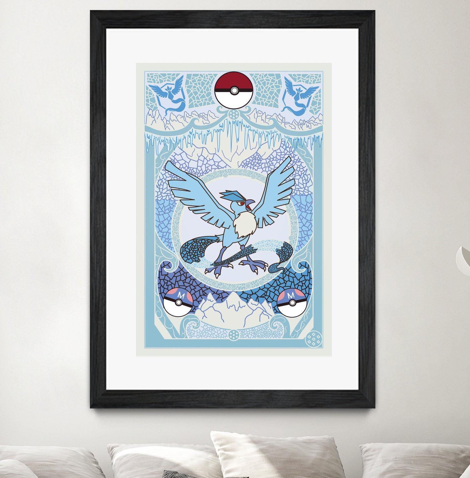 Stained Glass Articuno: Pokemon GO Edition by Erin Fitzgerald on GIANT ART - blue digital drawing