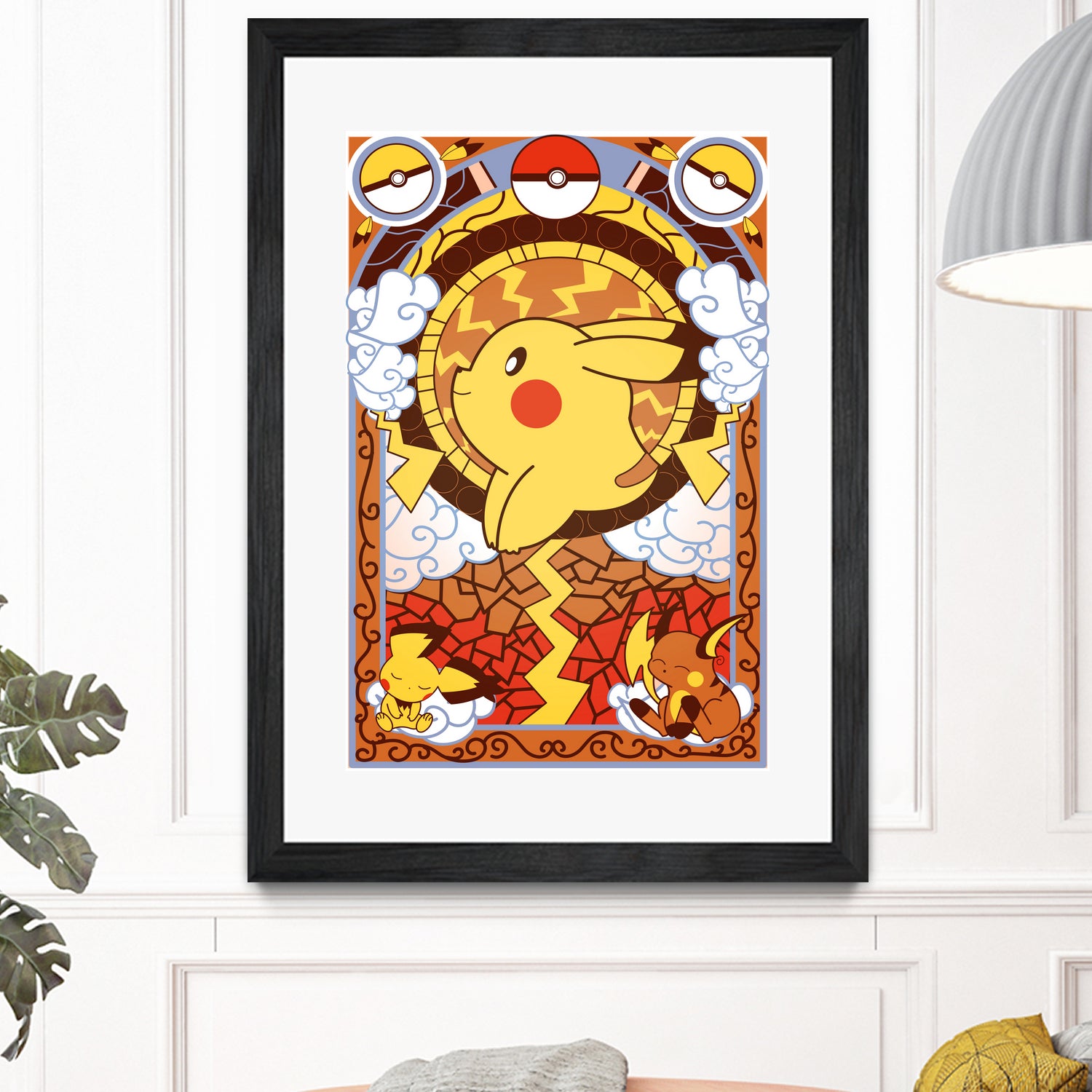 Stained Glass Pikachu by Erin Fitzgerald on GIANT ART - yellow digital drawing